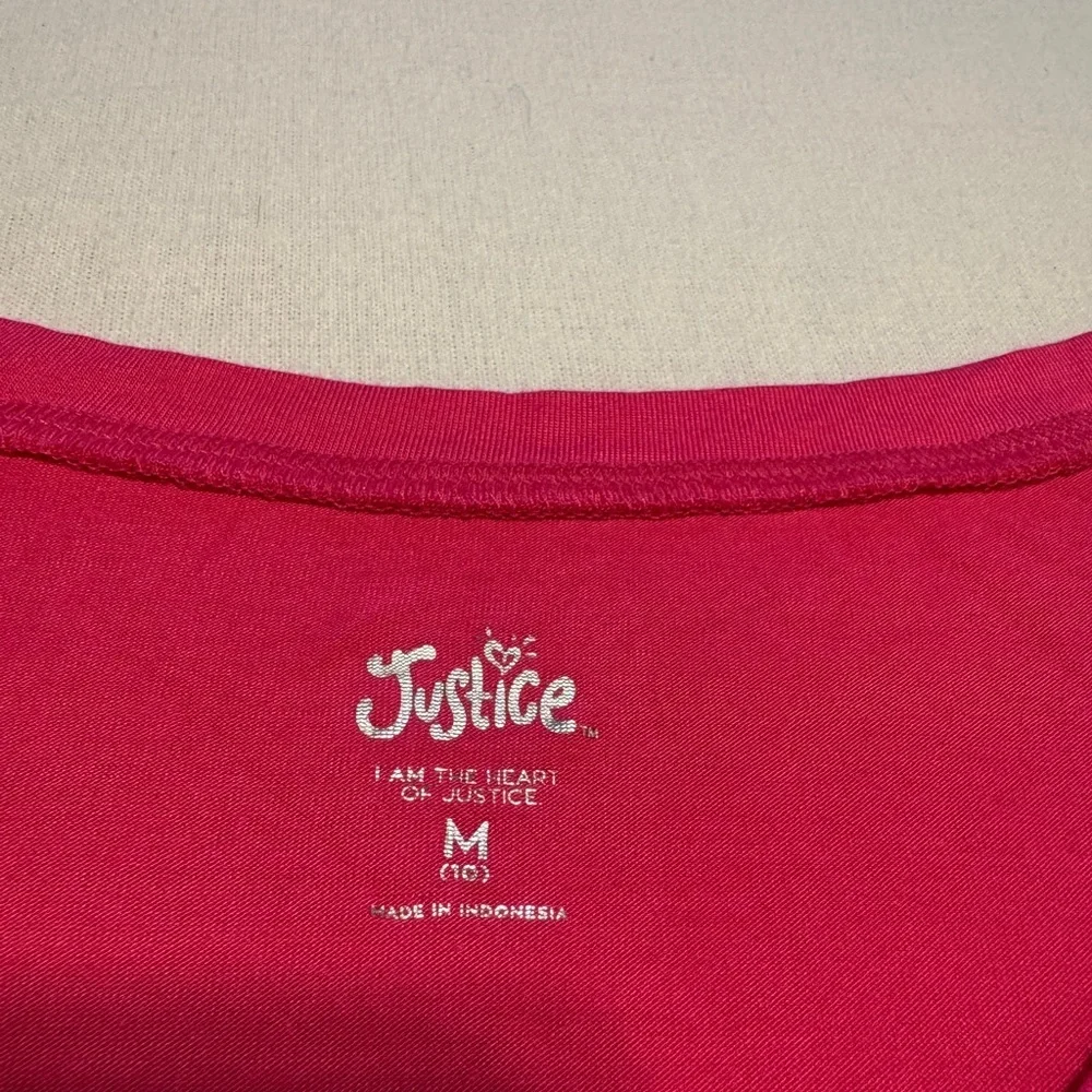 Justice girls Size Medium Pink and Black Graphic crop‎  T-Shirt